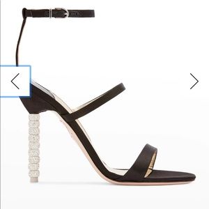 Sophia Webster Rosalind Strappy Black Crystal-Heel Sandals Size 39